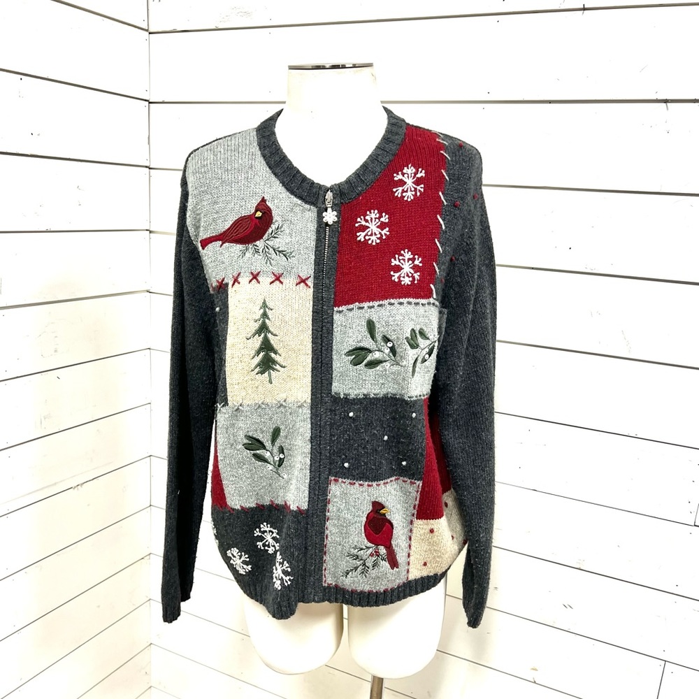 Holiday sweater Christmas cardigan Croft barrow petite large